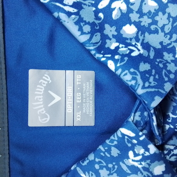 Callaway Opti Dri Stretch UPF Polo Golf Shirt Galaxy Blue Size XXL NWT - Picture 4 of 7